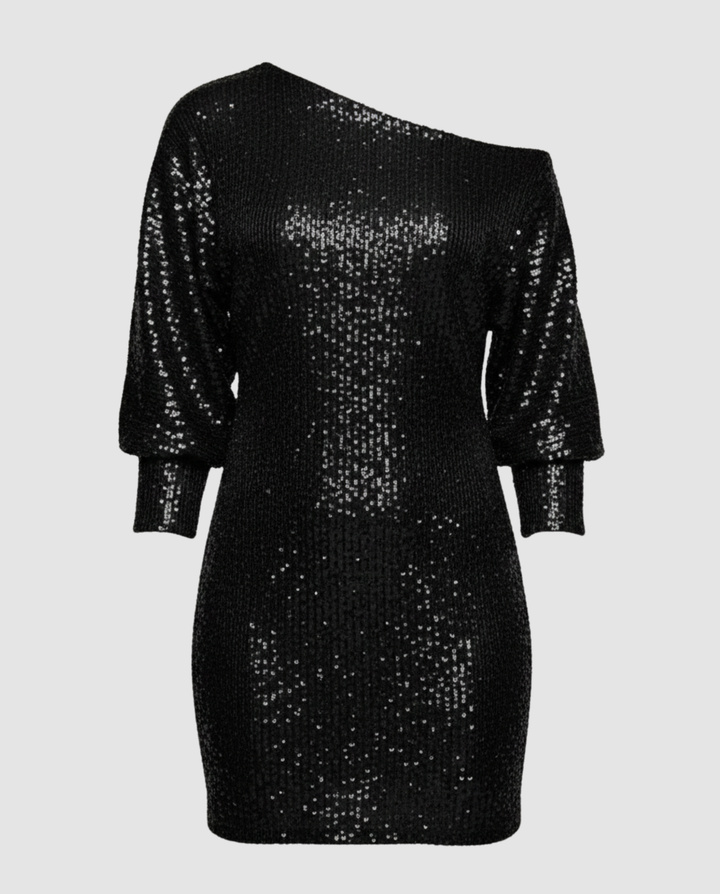 Shiny One Shoulder Mini Dress