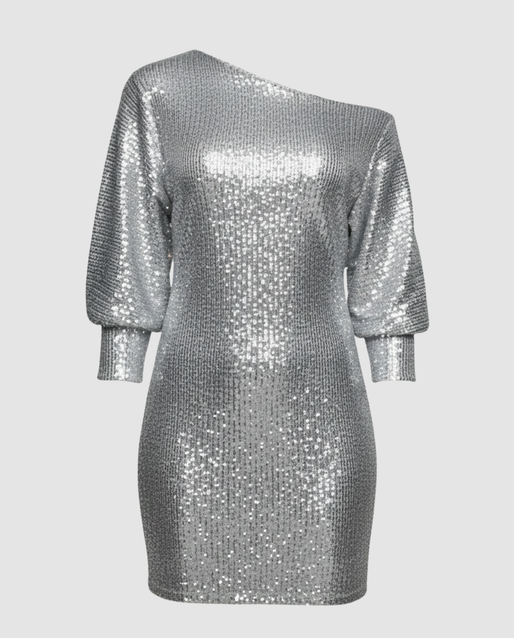 Shiny One Shoulder Mini Dress