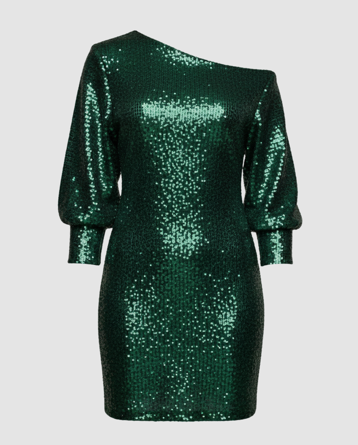 Shiny One Shoulder Mini Dress