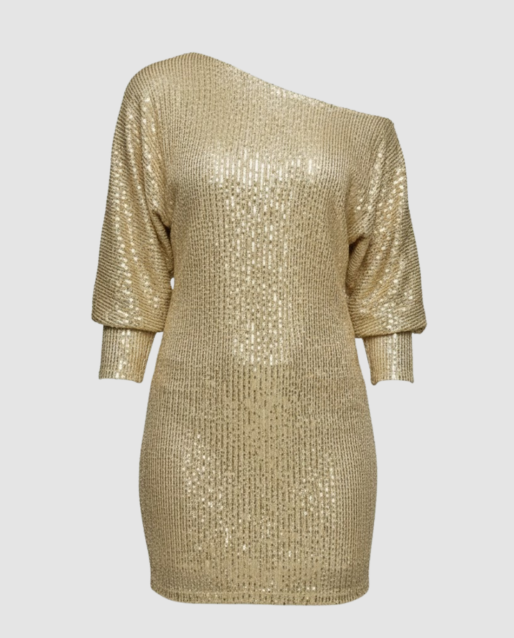 Shiny One Shoulder Mini Dress