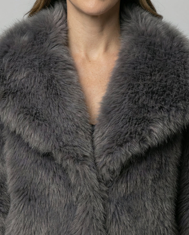Faux-Fur Shawl Collar Jacket