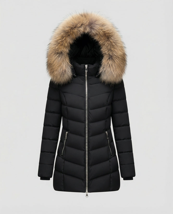Down jacket women fur collar