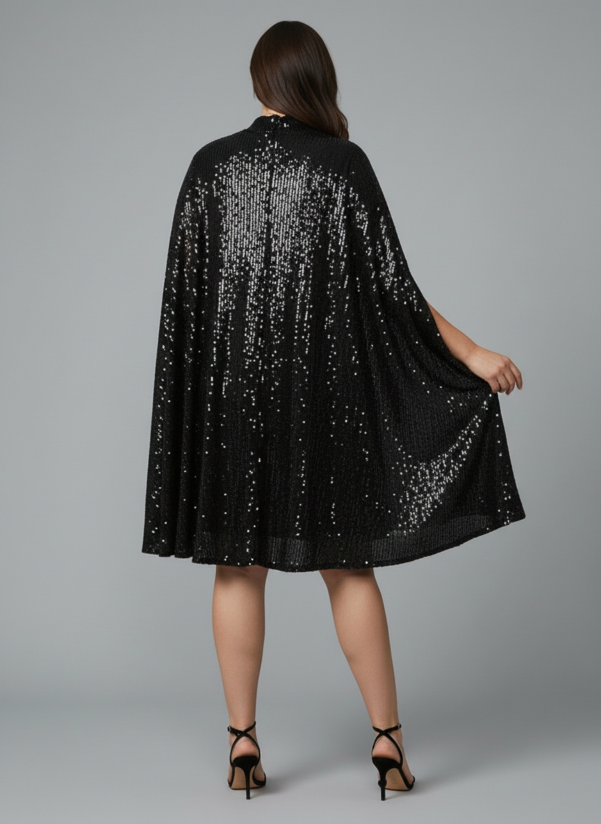 Elegant Cape Sequin Dress