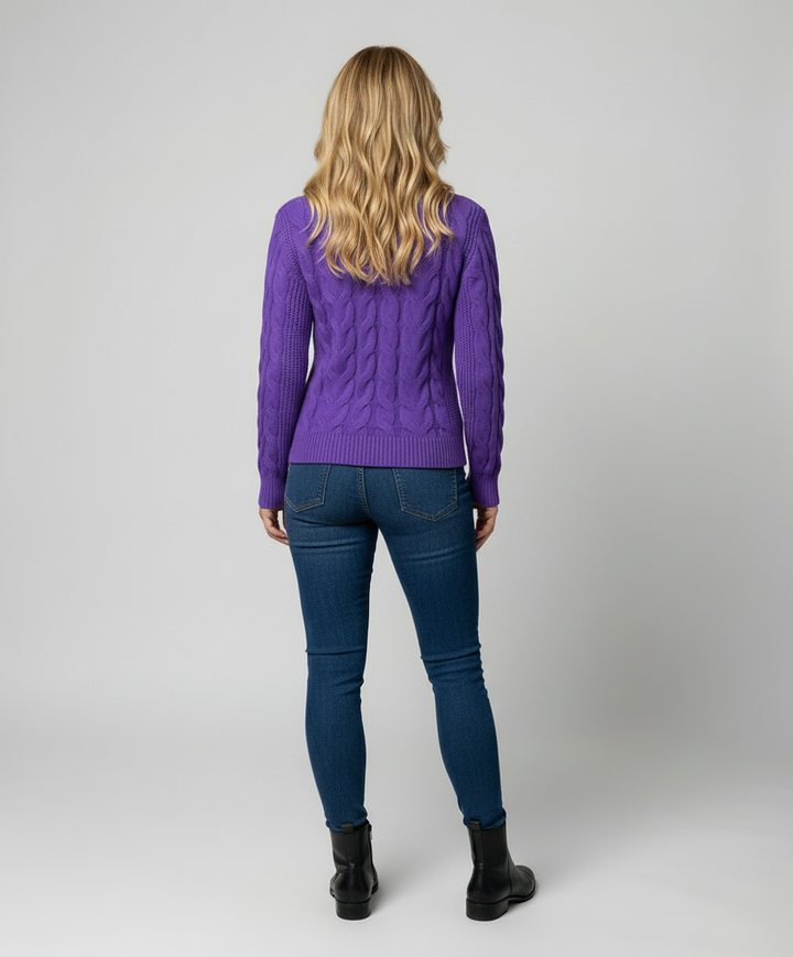 Cable Knit High Neck Sweater Women