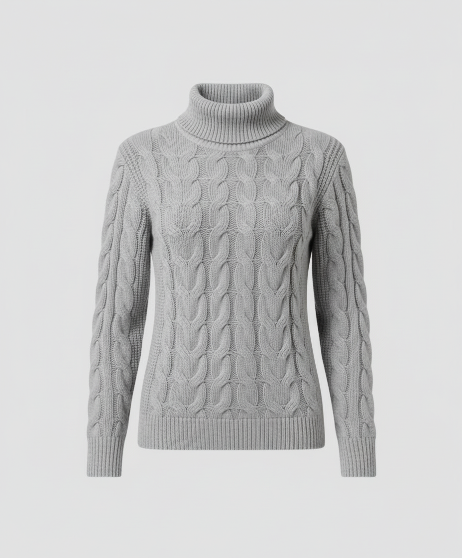 Cable Knit High Neck Sweater Women