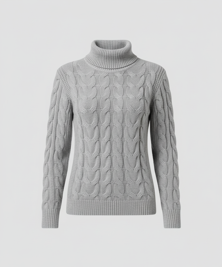 Cable Knit High Neck Sweater Women