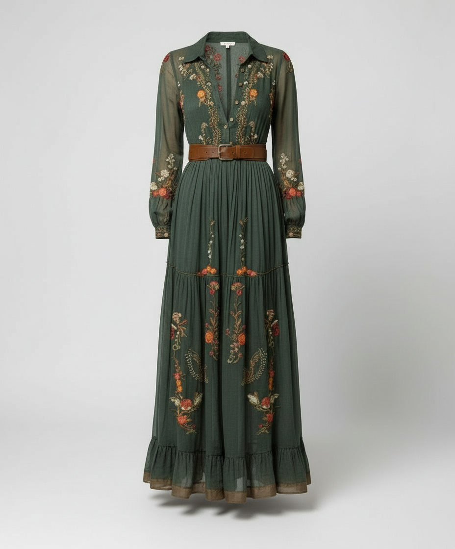 Boho Maxi dress with V-neck