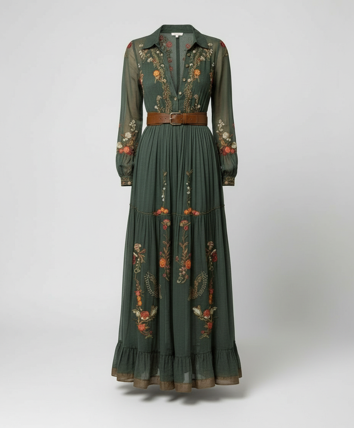 Boho Maxi dress with V-neck