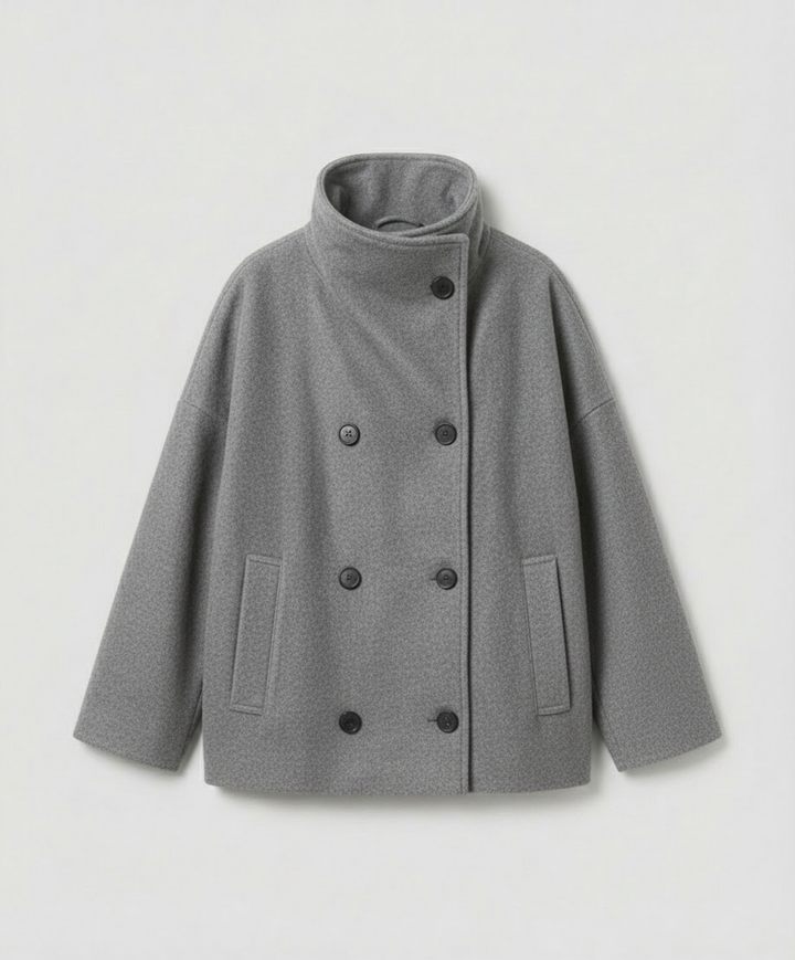 Oversized Wool Coat Women Stand Collar