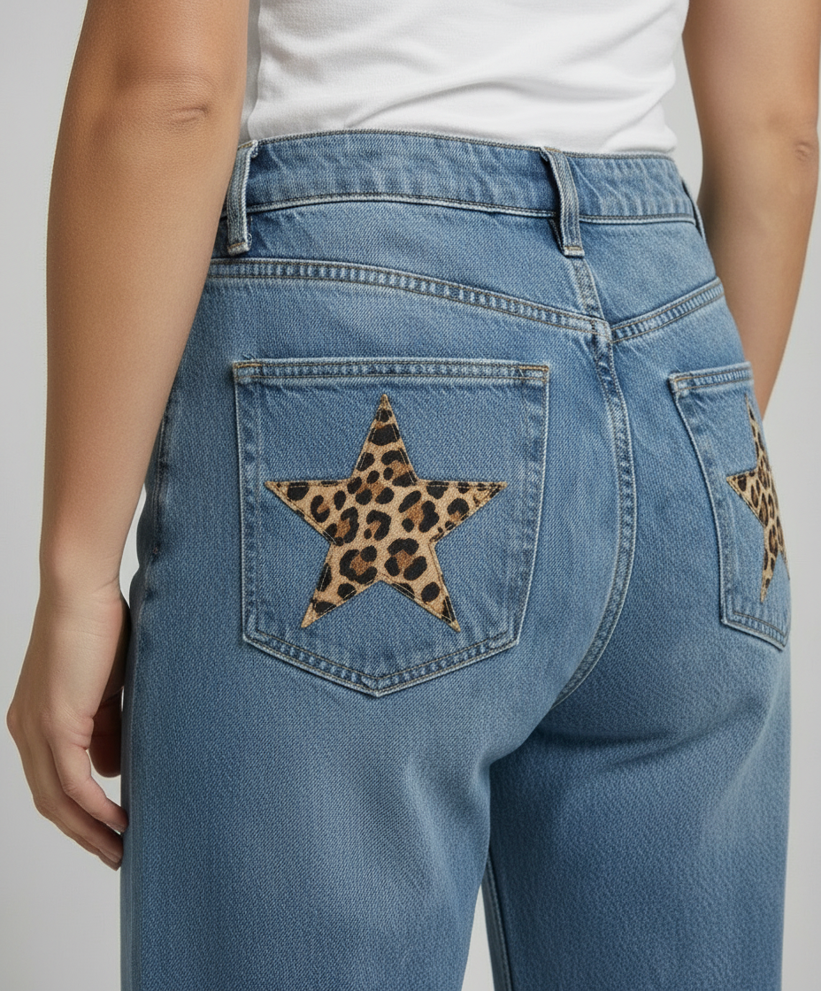 Retro Leopard Boyfriend Jeans