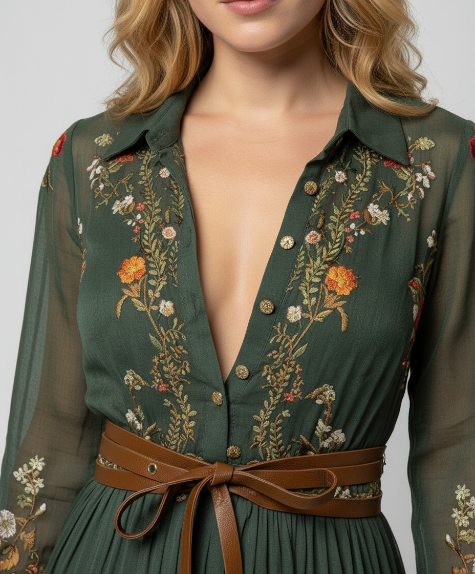 Boho Maxi dress with V-neck