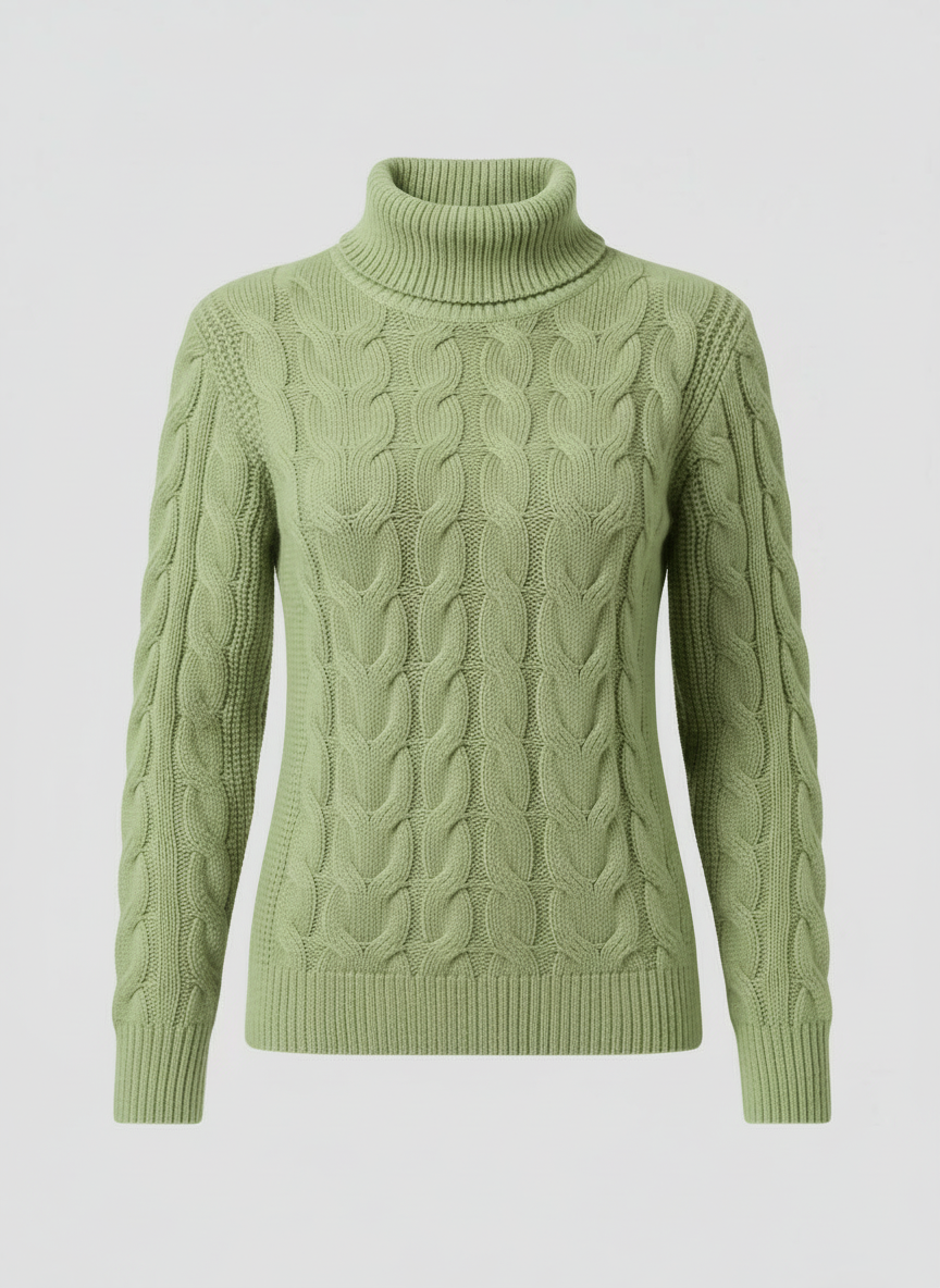 Cable Knit High Neck Sweater Women