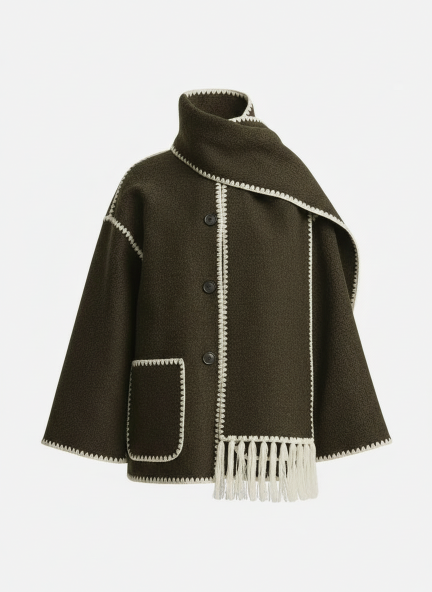 Elegant Scarf Jacket Women Warm