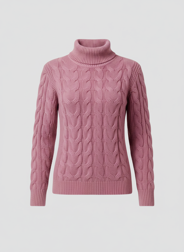 Cable Knit High Neck Sweater Women