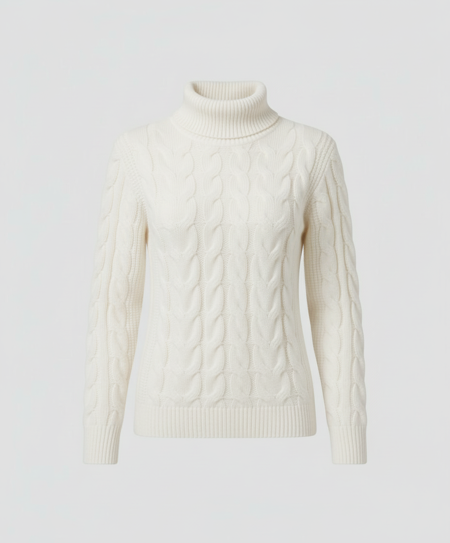 Cable Knit High Neck Sweater Women