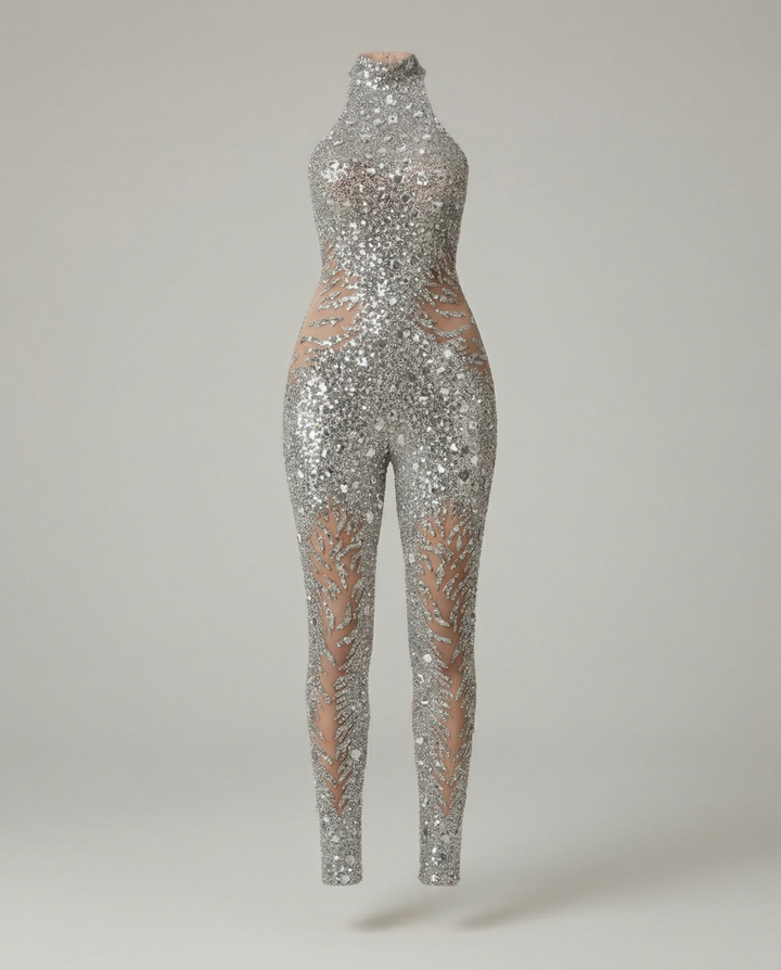 Sexy Halter Patchwork Jumpsuit