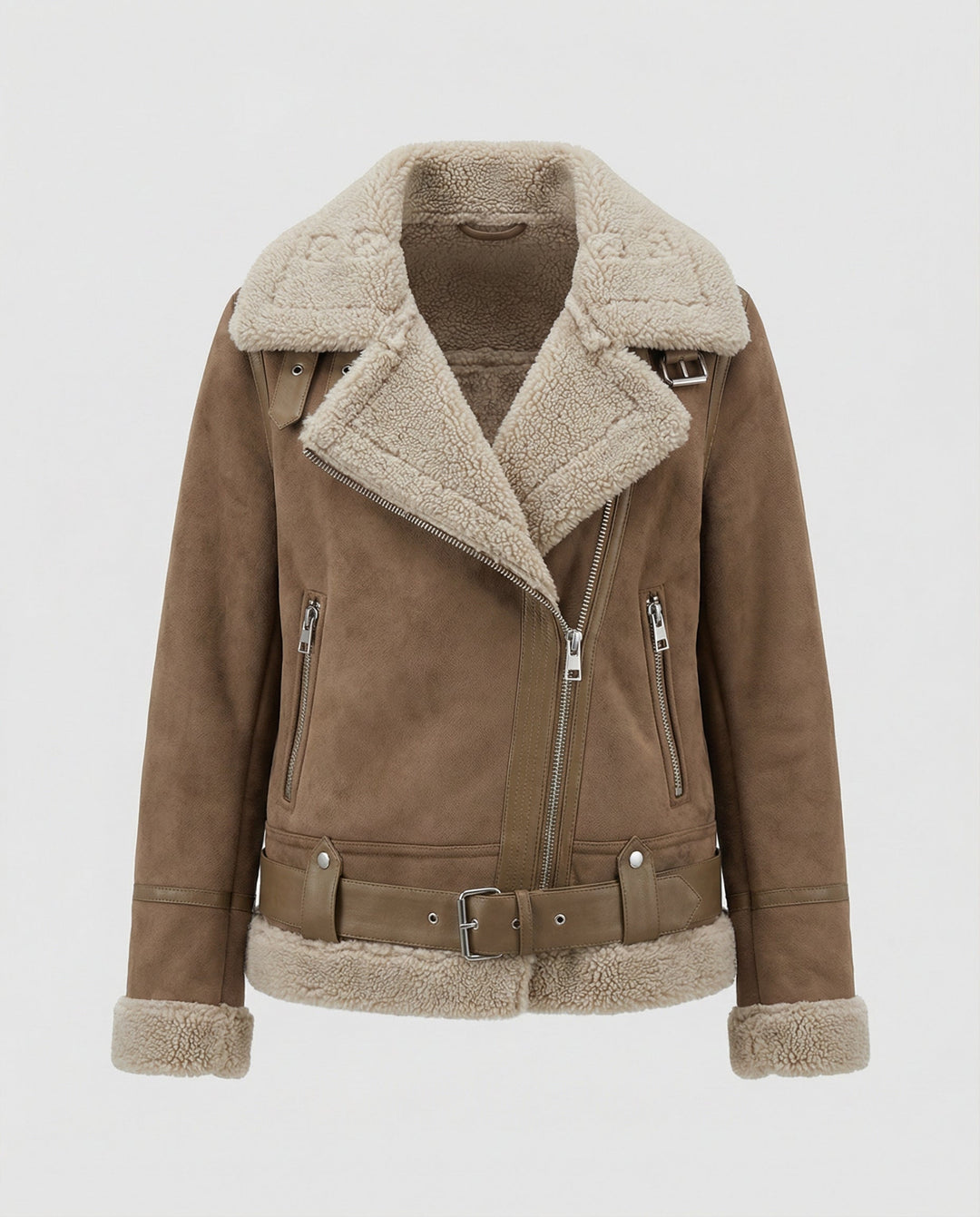 Suede jacket women Sherpa lining