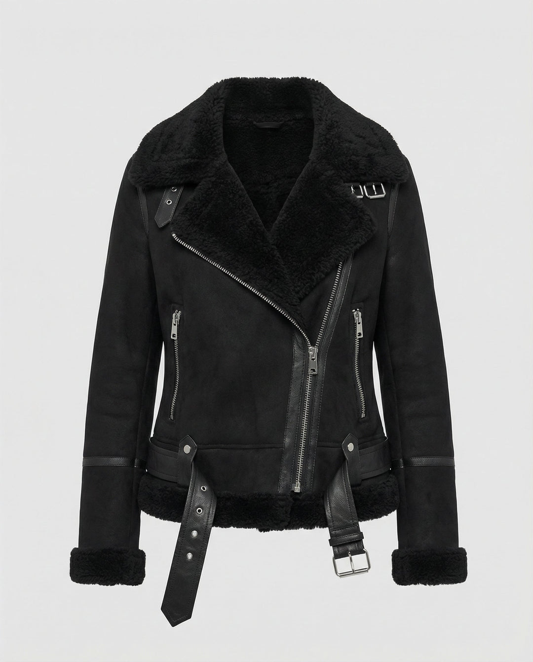 Suede jacket women Sherpa lining