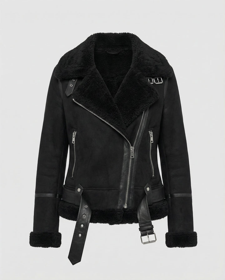 Suede jacket women Sherpa lining