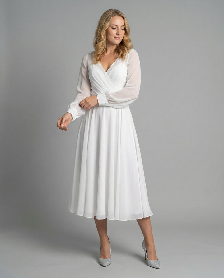 Elegant Chiffon Flatter Dress Women