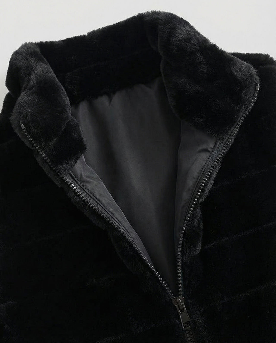 Quilted vest made of faux fur for women