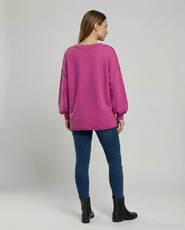 Oversized Women's V-Neck Sweatshirt