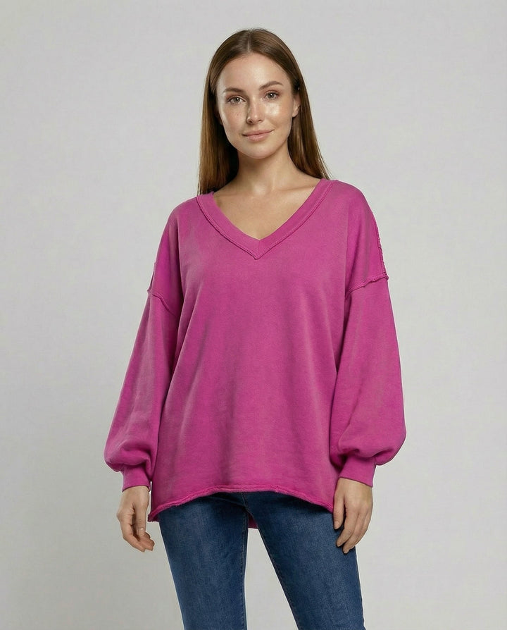 Oversized Women's V-Neck Sweatshirt
