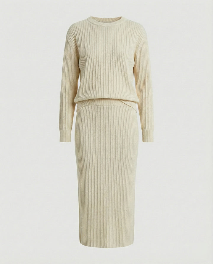 Elegant knit set sweater skirt