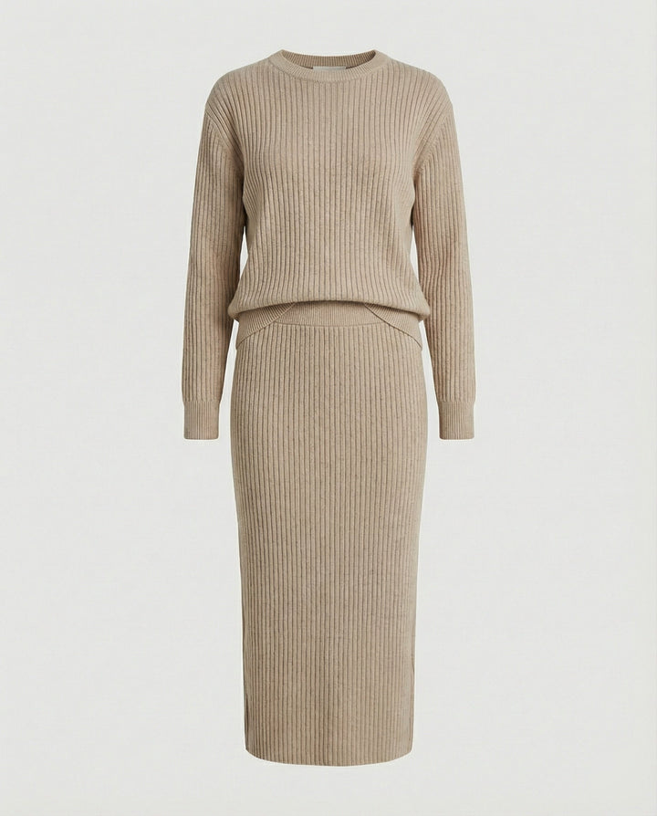 Elegant knit set sweater skirt