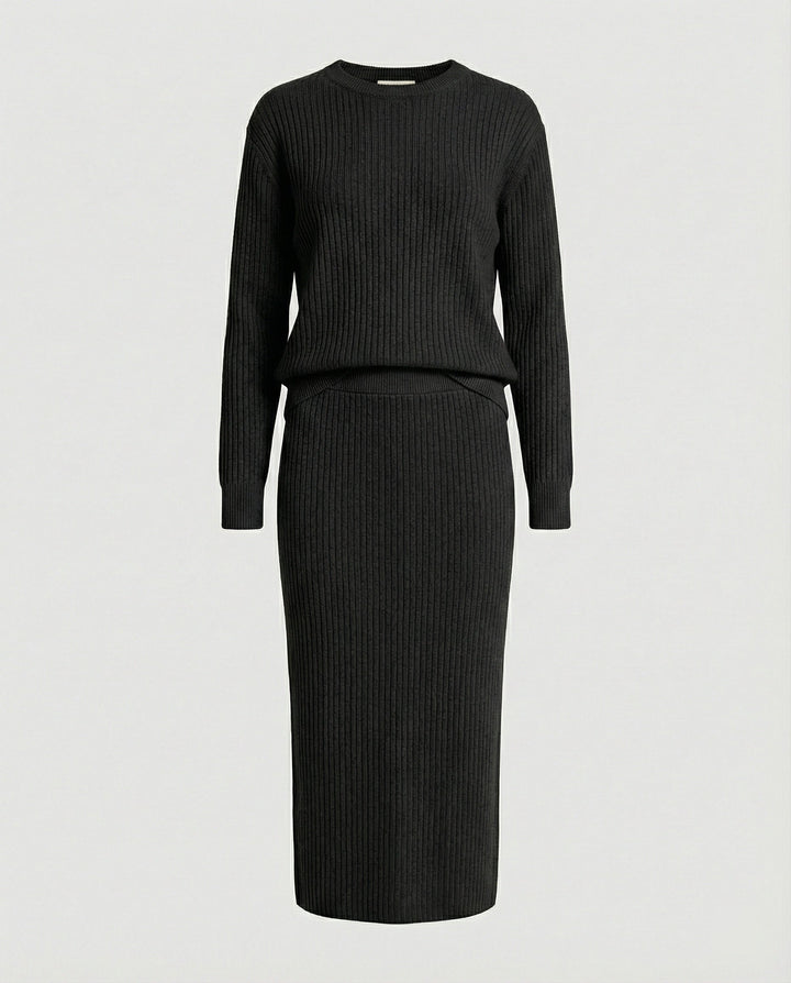 Elegant knit set sweater skirt